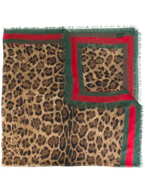 gucci leopard print scarf with web